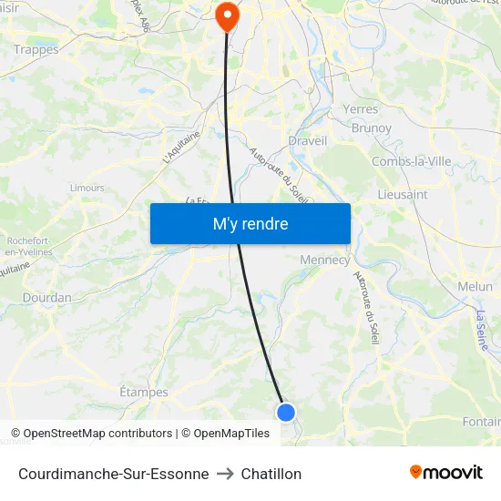 Courdimanche-Sur-Essonne to Chatillon map