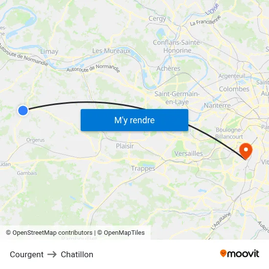 Courgent to Chatillon map