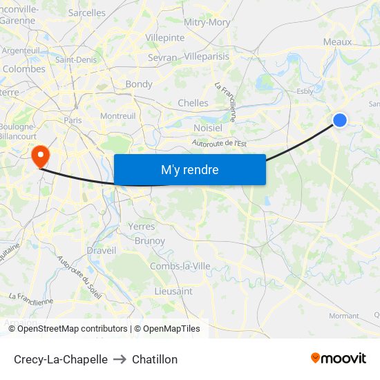 Crecy-La-Chapelle to Chatillon map