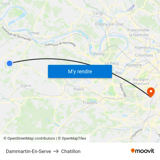 Dammartin-En-Serve to Chatillon map