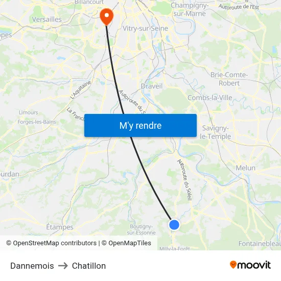 Dannemois to Chatillon map