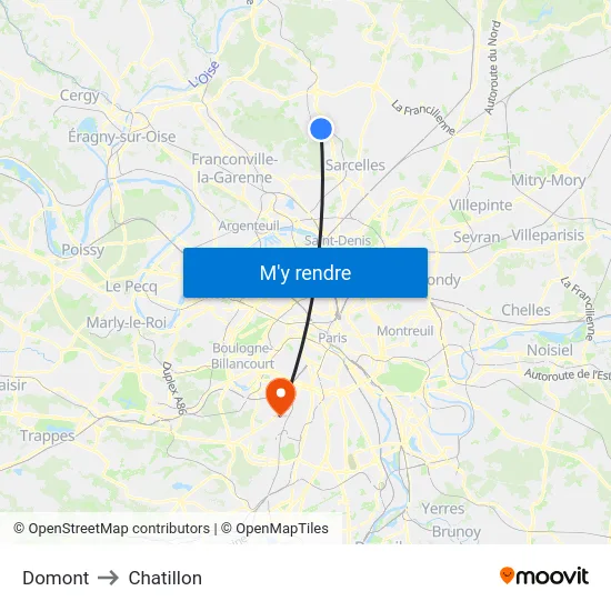 Domont to Chatillon map