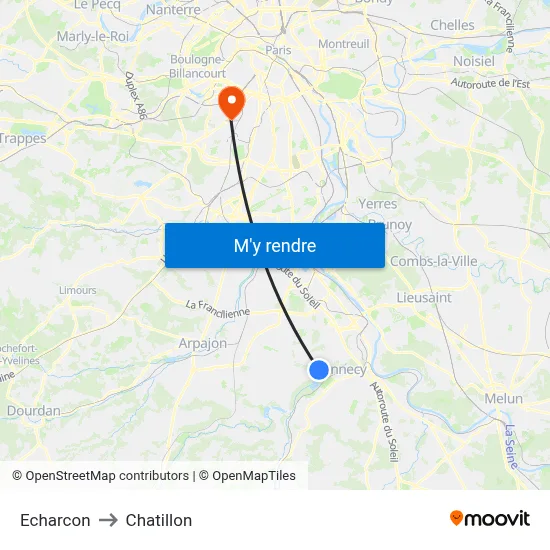 Echarcon to Chatillon map
