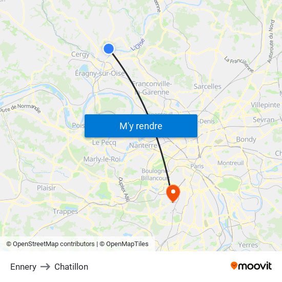 Ennery to Chatillon map