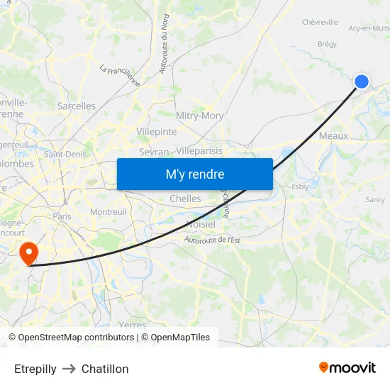 Etrepilly to Chatillon map