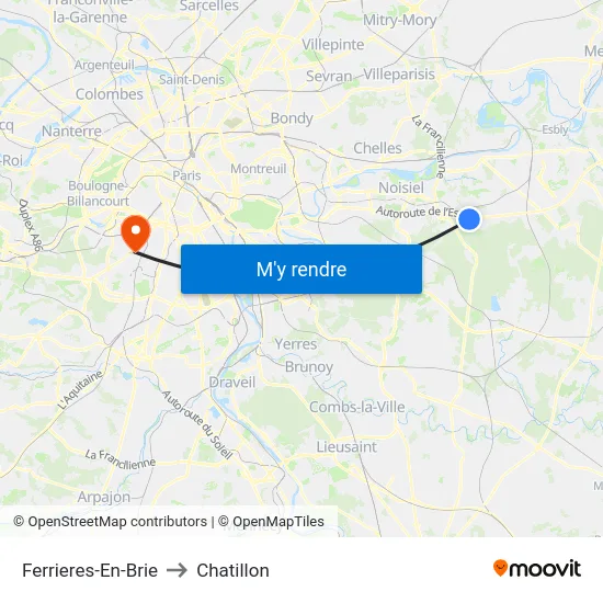 Ferrieres-En-Brie to Chatillon map