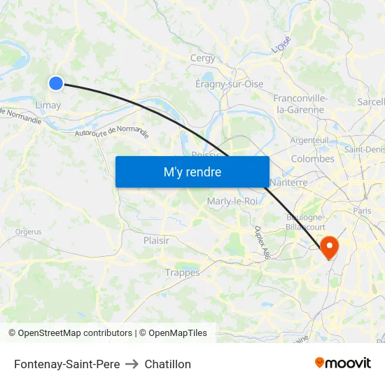 Fontenay-Saint-Pere to Chatillon map
