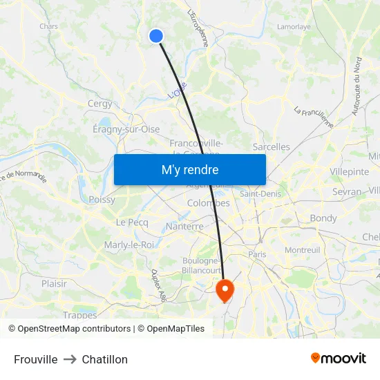 Frouville to Chatillon map
