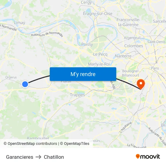 Garancieres to Chatillon map