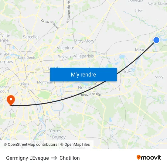 Germigny-L'Eveque to Chatillon map