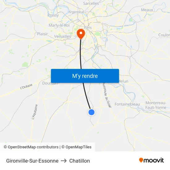 Gironville-Sur-Essonne to Chatillon map
