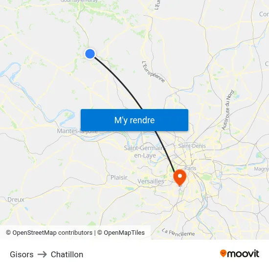 Gisors to Chatillon map