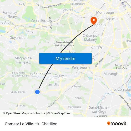 Gometz-La-Ville to Chatillon map