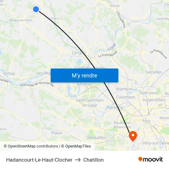 Hadancourt-Le-Haut-Clocher to Chatillon map