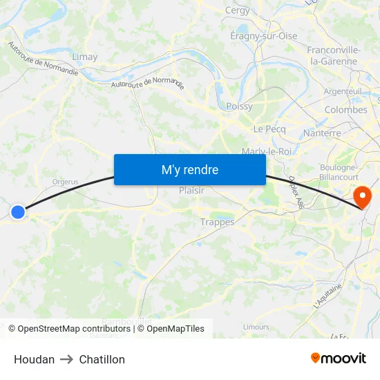 Houdan to Chatillon map
