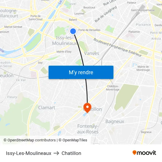 Issy-Les-Moulineaux to Chatillon map