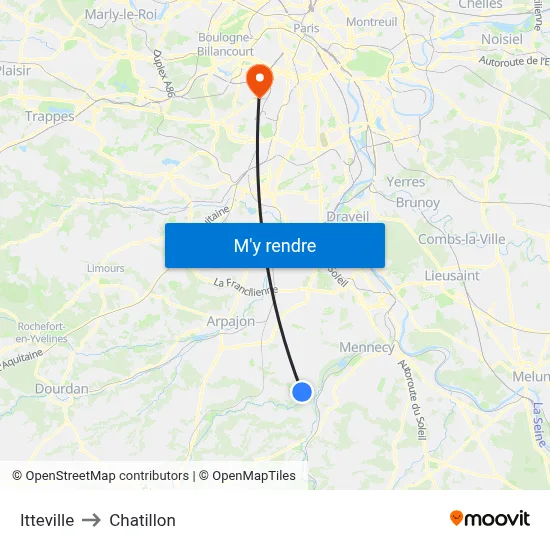 Itteville to Chatillon map