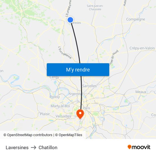Laversines to Chatillon map
