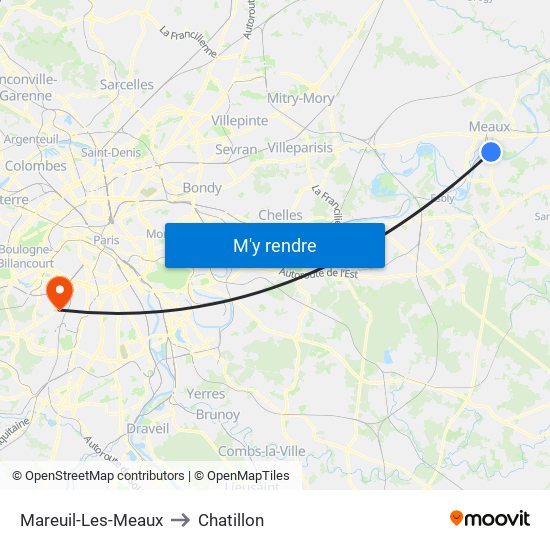 Mareuil-Les-Meaux to Chatillon map