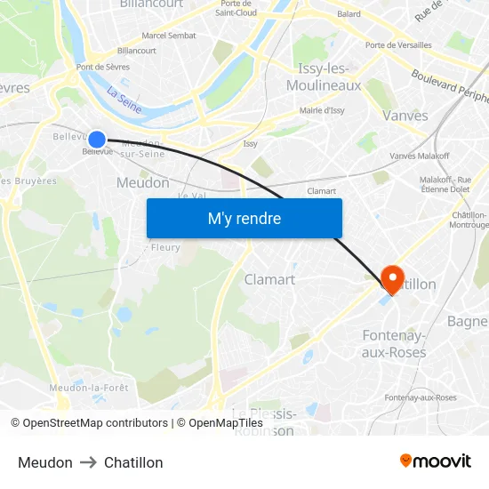 Meudon to Chatillon map