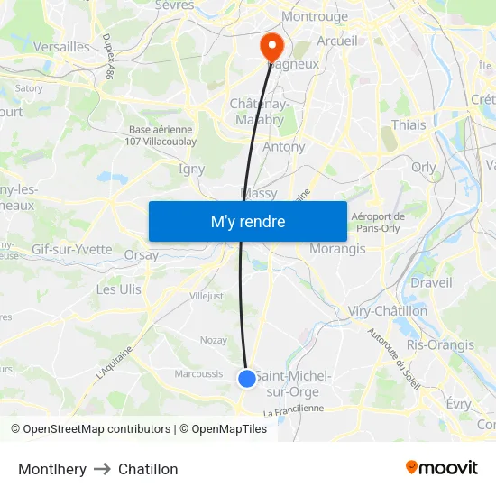 Montlhery to Chatillon map