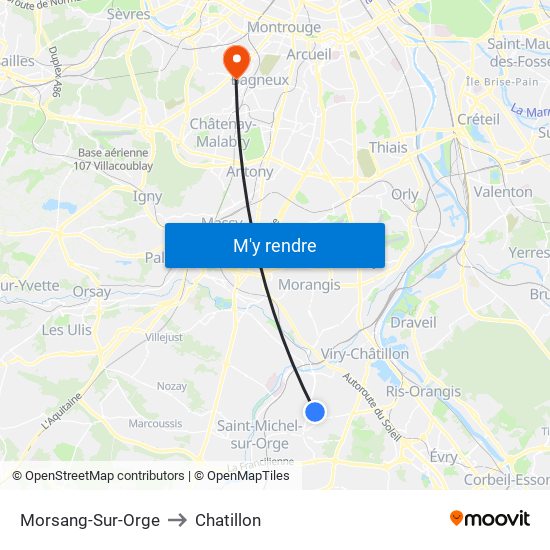 Morsang-Sur-Orge to Chatillon map