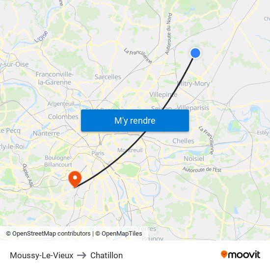 Moussy-Le-Vieux to Chatillon map