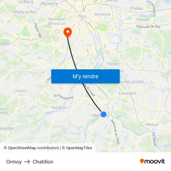 Ormoy to Chatillon map