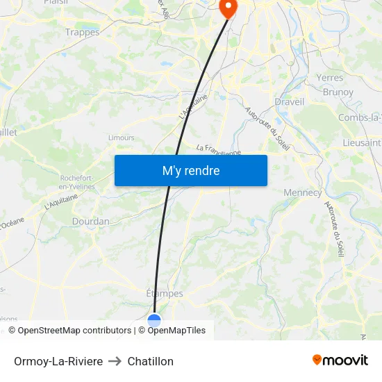 Ormoy-La-Riviere to Chatillon map