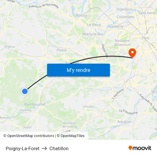 Poigny-La-Foret to Chatillon map