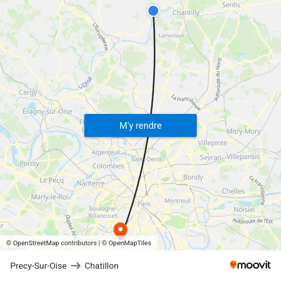 Precy-Sur-Oise to Chatillon map