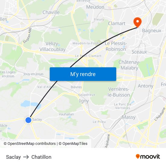 Saclay to Chatillon map