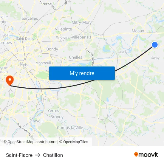 Saint-Fiacre to Chatillon map