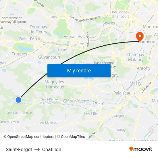 Saint-Forget to Chatillon map