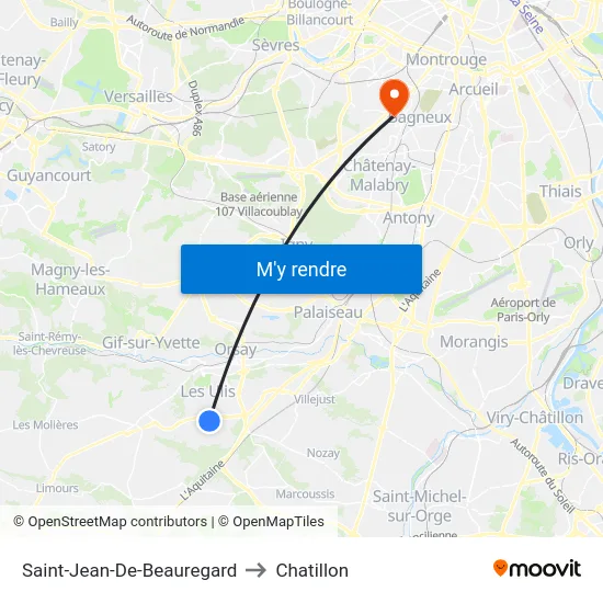 Saint-Jean-De-Beauregard to Chatillon map