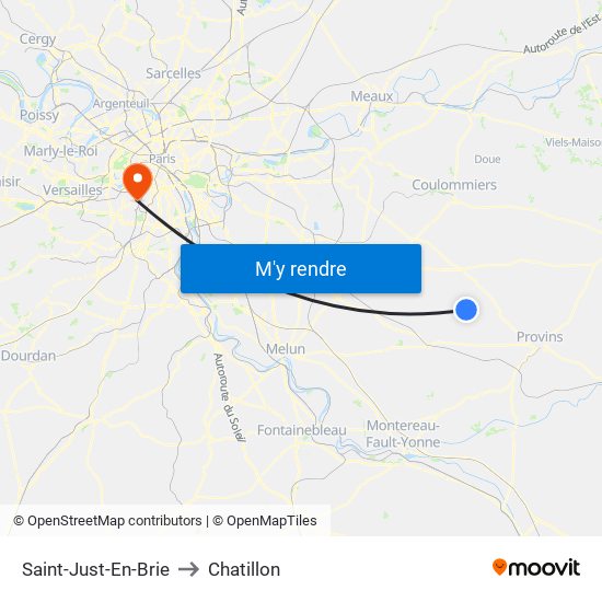 Saint-Just-En-Brie to Chatillon map