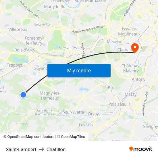 Saint-Lambert to Chatillon map