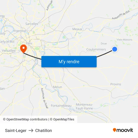 Saint-Leger to Chatillon map