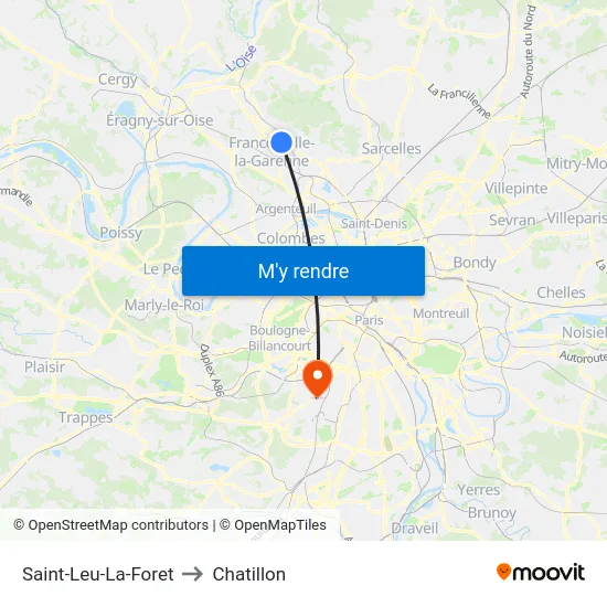 Saint-Leu-La-Foret to Chatillon map
