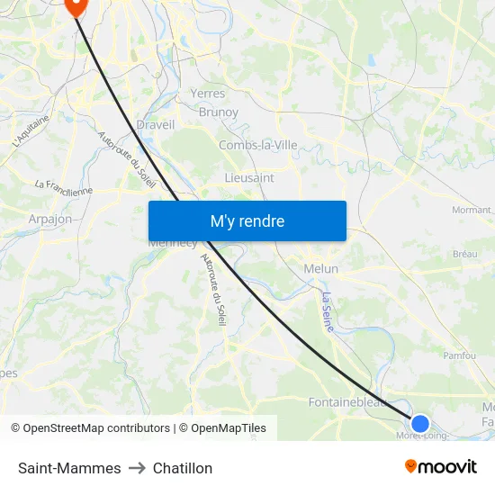 Saint-Mammes to Chatillon map