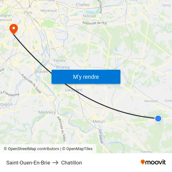 Saint-Ouen-En-Brie to Chatillon map