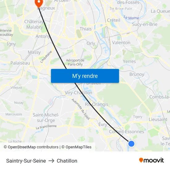 Saintry-Sur-Seine to Chatillon map