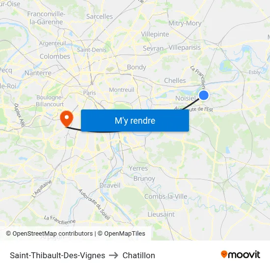 Saint-Thibault-Des-Vignes to Chatillon map