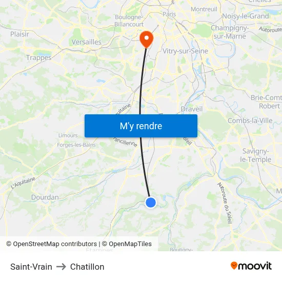 Saint-Vrain to Chatillon map