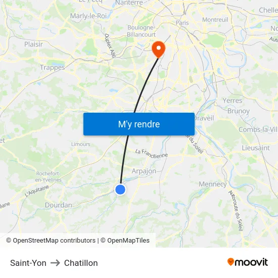 Saint-Yon to Chatillon map