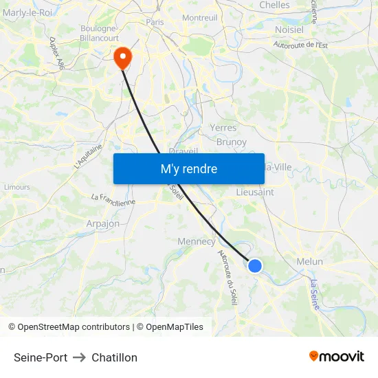 Seine-Port to Chatillon map