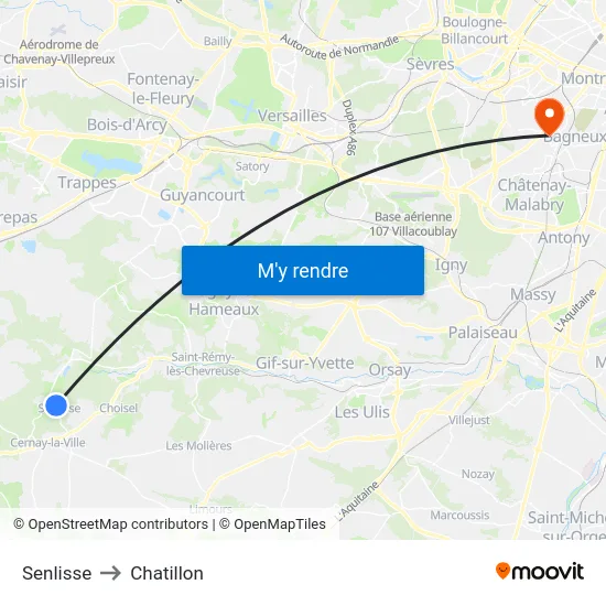 Senlisse to Chatillon map