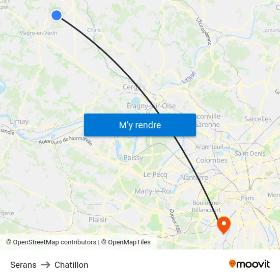 Serans to Chatillon map