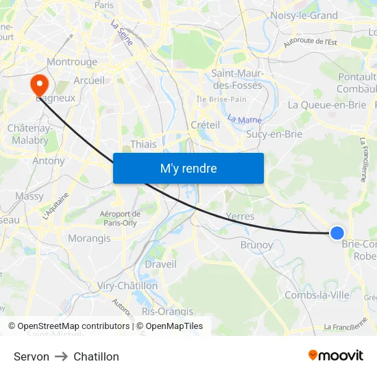 Servon to Chatillon map