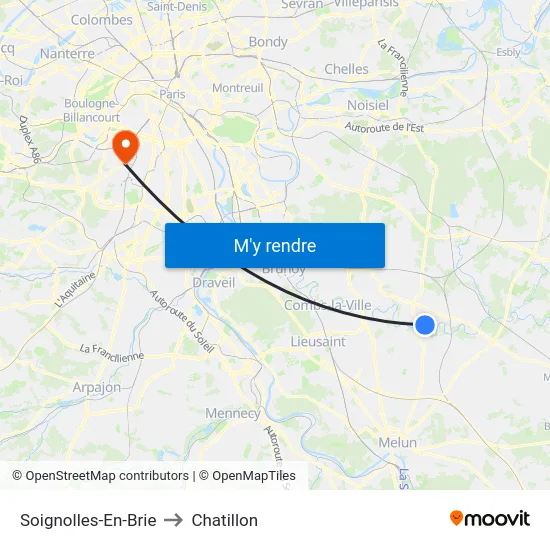 Soignolles-En-Brie to Chatillon map